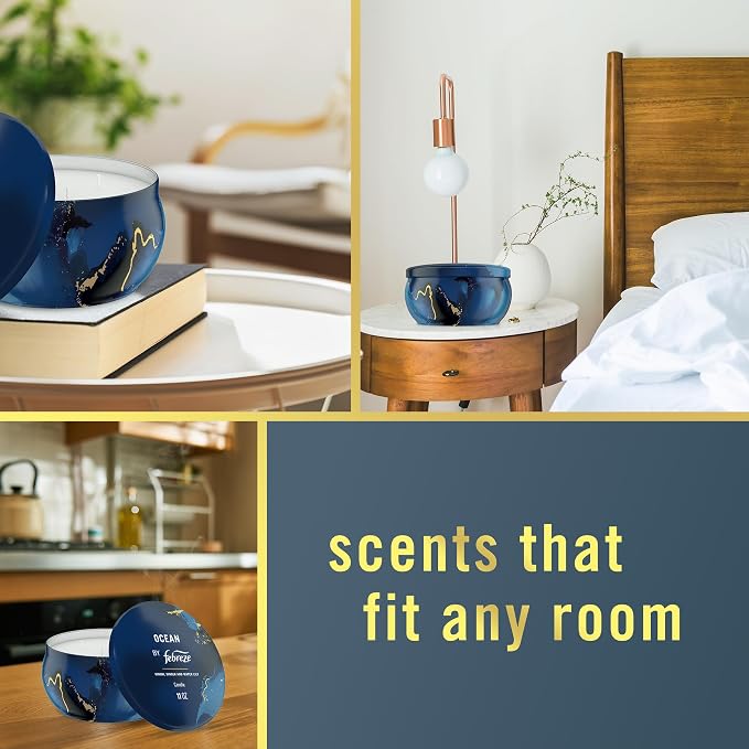 Febreze Scented Candle, Ocean Scent, 11 oz 4 Wick Candle, Single Pack - Image 4