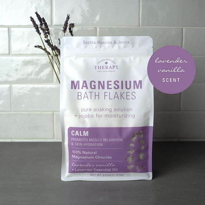 Village Naturals Therapy Calm Magnesium Bath Flakes, Lavender Vanilla Scent - Image 7