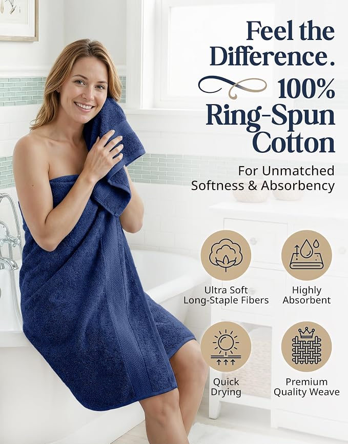 LANE LINEN Luxury Cotton Bath Towel Set - Image 2