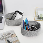 【2 Pack】ABenkle Small Woven Baskets, Tiny Oval Shallow Storage Baskets - Image 5