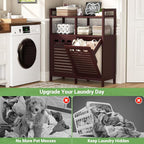Homykic Tilt Out Laundry Hamper Cabinet, Bamboo Double Laundry Hamper - Image 5