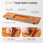 Premium Teak Bathtub Tray for Freestanding Baths - Image 3