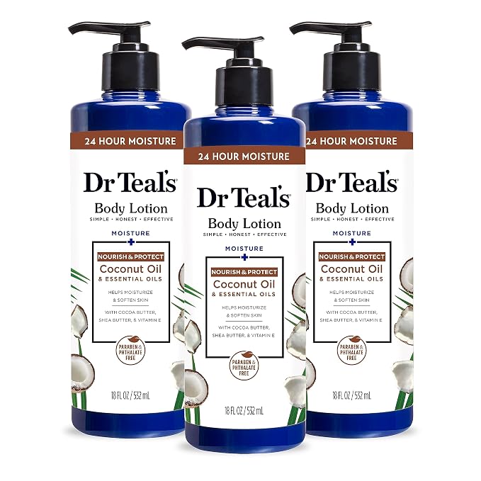 Dr Teal's 24 Hour Moisture+ Body Lotion, Coconut Oil & Essential Oils, 18 fl oz by DrTeals