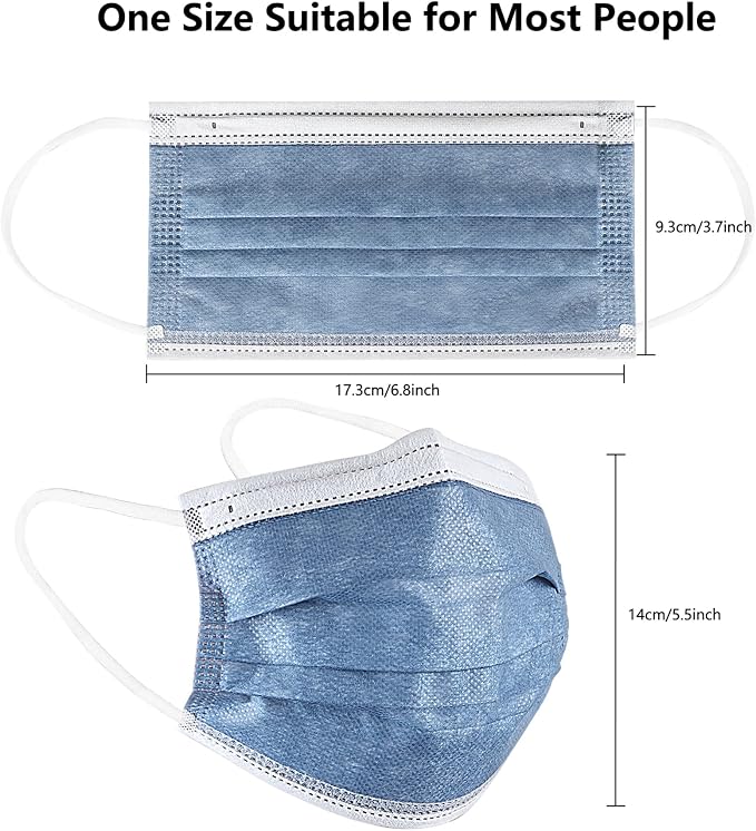 akgk Disposable Face Masks 100Pcs, 3 Layer Protective Face Mask Navy Blue Face - Image 7