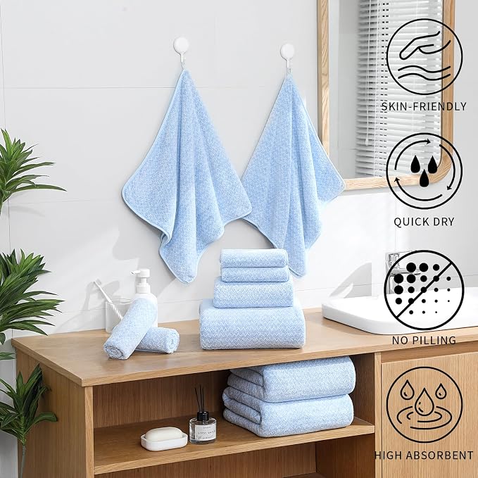 Ultra Soft Bath Towel Set, 12 Piece Family Bathroom Towels Set - Image 3