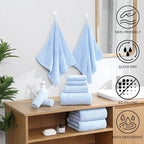 Ultra Soft Bath Towel Set, 12 Piece Family Bathroom Towels Set - Image 3