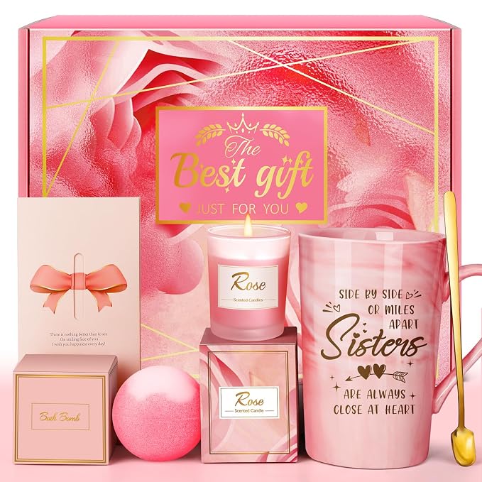 Mothers Day Gifts for Sister: Eletorot Unique Pink Spa Relaxation Baskets Set by Eletorot