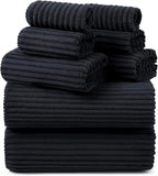REDKISS Black Bath Towels Set 8 Piece by REDKISSOnline