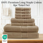 Madison Park 800GSM Bathroom Towel Set of 8 100% Cotton Bath Towel Set - Image 2
