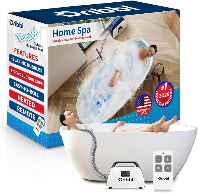 Dribbl Electric Bubble Massage Bathtub Mat – Non-Slip Full-Body Waterproof Hot by Unknown