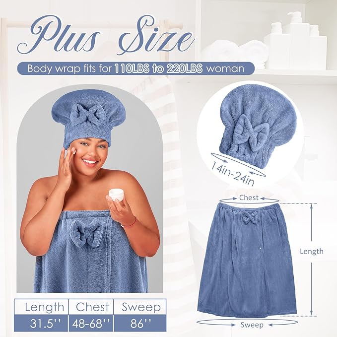 Xtinmee 2 Sets Plus Size Womens Wrap Towel - Image 2