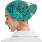 ProtectX 100-Pack Green Disposable Hair Nets, Elastic Head Cover, Bouffant Caps - Image 2