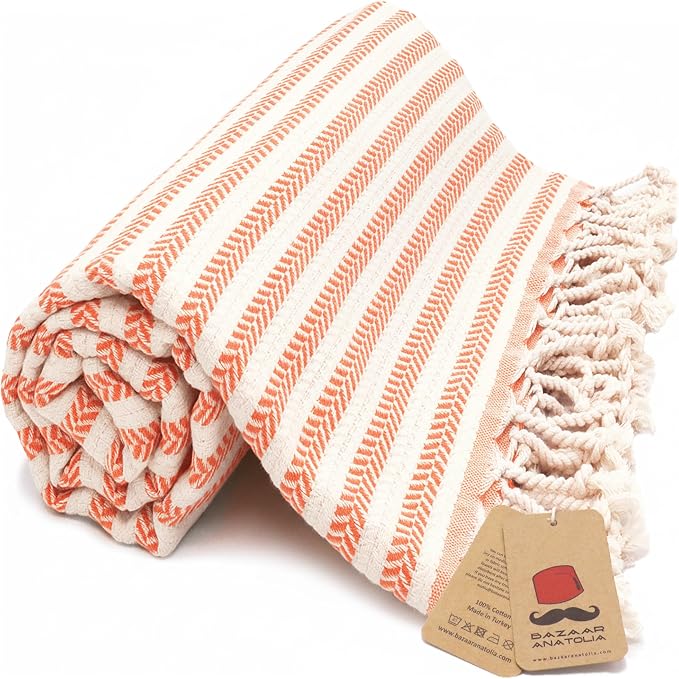 Bazaar Anatolia Turkish Beach Towel – 100% Cotton, Quick Dry, Sand Free Fall by BazaarAnatolia