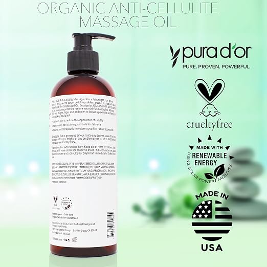 PURA D’OR 16 Oz Organic Anti-Cellulite Massage Oil - Image 7