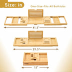 Premium Foldable Bamboo Bathtub Tray Caddy, Expandable Bath Caddy Tray - Image 2