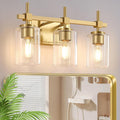 Asnxcju 3-Light Brushed Gold Bathroom Light Fixtures, Modern Gold Vanity Lights by ASNXCJU