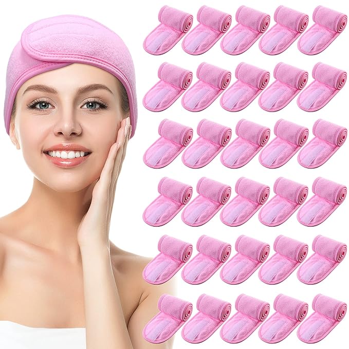 Hoteam 30 Pack Spa Headband Facial Esthetician Hair Wrap by Hoteam