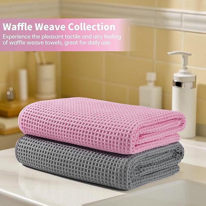 MICROFI New Microfiber Waffle Bath Towels, 2 Pieces, Fast Drying, Lint Free 430 - Image 6
