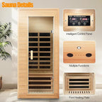 Far Infrared Sauna, 1 Person Infrared Sauna, Canadian Hemlock Wood 1290W - Image 4