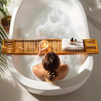 VaeFae Teak Bathtub Tray, Wooden Bath Caddy - Image 2