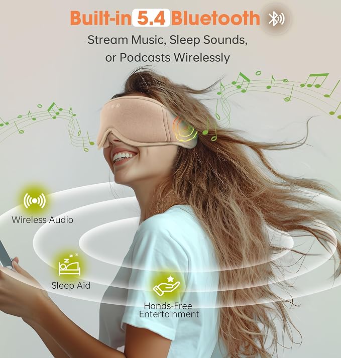 Sleep Mask with Headphones Bluetooth 5.4, LC-dolida Wireless Music Eye Mask - Image 4