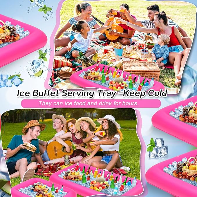 Leitee 4 Pcs Inflatable Ice Serving Bars Buffet Serving Tray Drink Cooler - Image 5