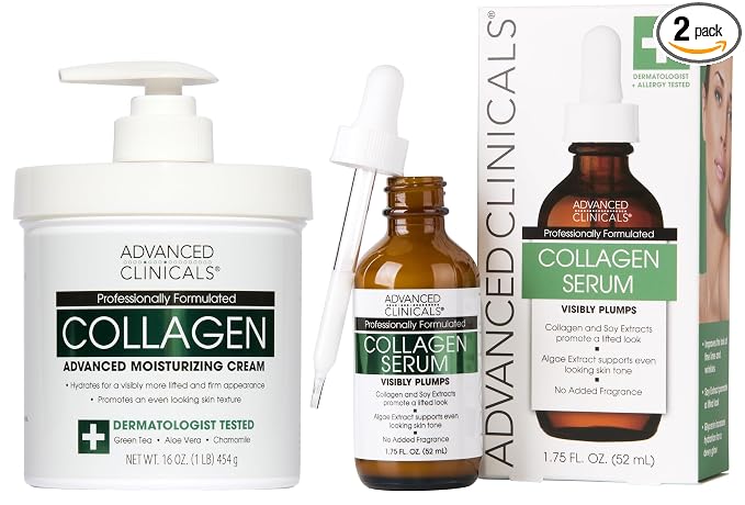 Advanced Clinicals Unscented Collagen Body Cream + Collagen Serum by AdvancedClinicals