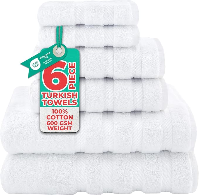 American Soft Linen Luxury 6 Piece Towel Set, 2 Bath Towels 2 Hand Towel 2 by AmericanSoftLinen