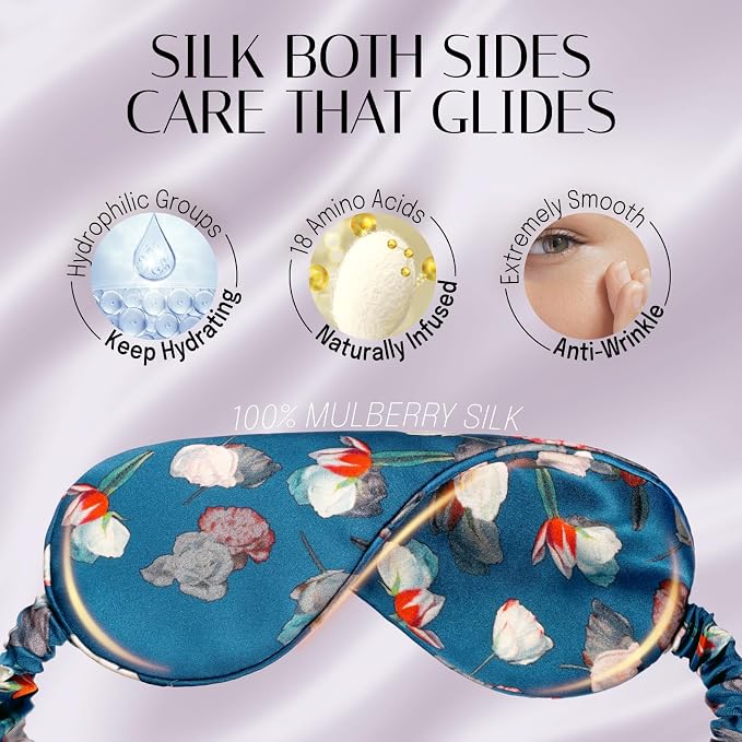 OLESILK 100% Natural Mulberry Silk Sleep Eye Mask Block Out Light, Fashion - Image 3
