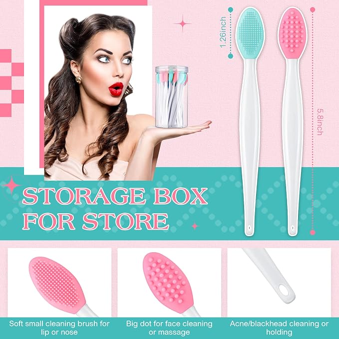 Patelai 24 Pcs Lip Scrub Brush Silicone Lip Scrubber Exfoliator - Image 3