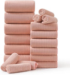 18 Piece Family Bath Towel Set Include 6 Bath Towels, 6 Hand Towels and 6 by Hailea