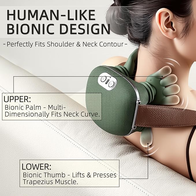 Neck Massager with Heat, Bionic Portable Shiatsu Neck and Back Massager - Image 2