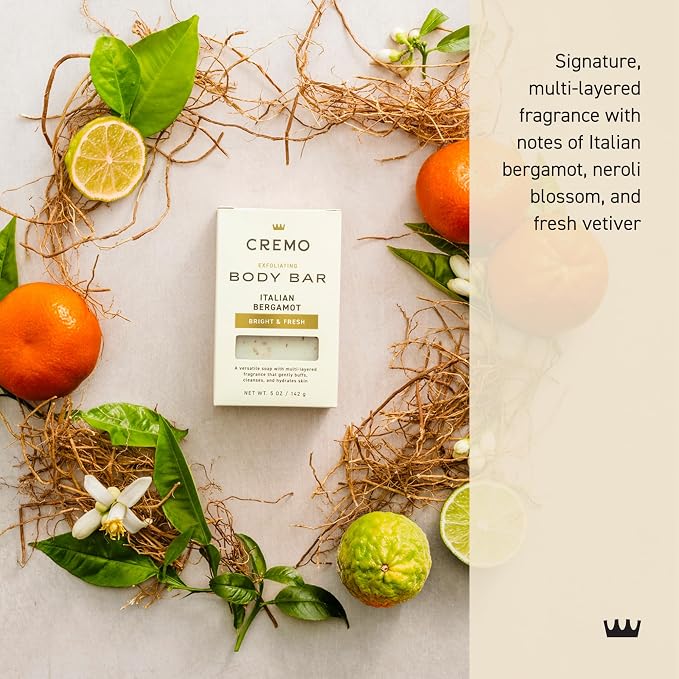 Cremo Exfoliating Body Bar for Men, Italian Bergamot Scent, Cleanses and - Image 2