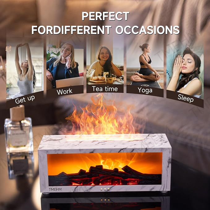 TMEHM Fireplace Flame Air Diffuser Humidifier, 7 Colors Aromatherapy Essential - Image 7