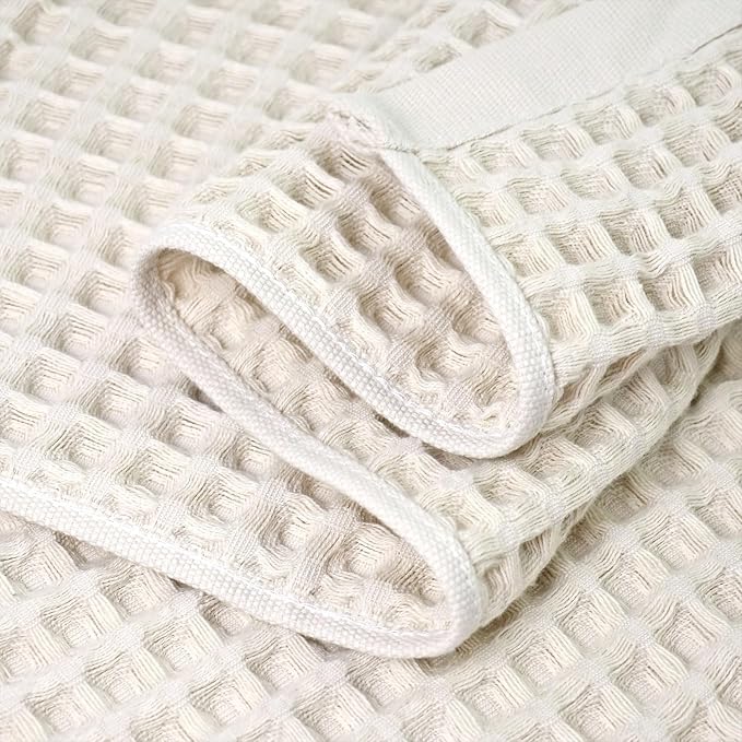 Jacquotha Waffle Bath Towels Set of 2 – Cotton, Quick Dry, Low Lint, 31” x 62” - Image 4