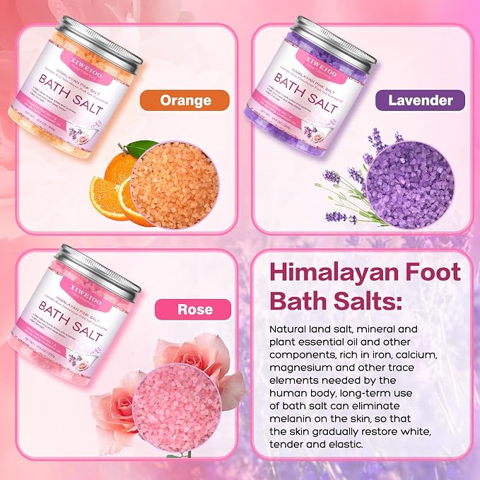 Bath Salts for Soaking Himalayan Pink Bath feet soka sea Salt 3 Set Kit - Image 2