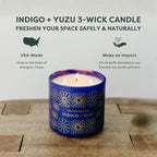 Calyan Wax Co. Indigo & Yuzu 3 Wick Scented Candle - Image 4