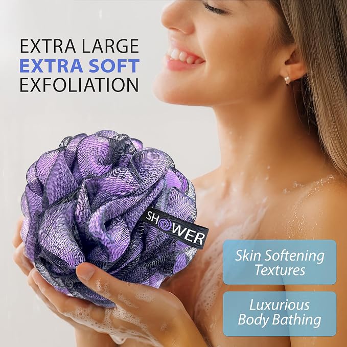 SHOWER BOUQUET Loofah-Charcoal Bath-Sponge XL-Color-4-Pack // Extra Large 75g - Image 2