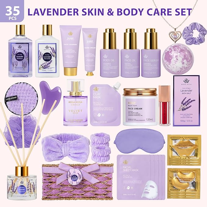 35 Pcs Mothers Day Gifts, Lavender Bath & Body Gift Basket - Image 2