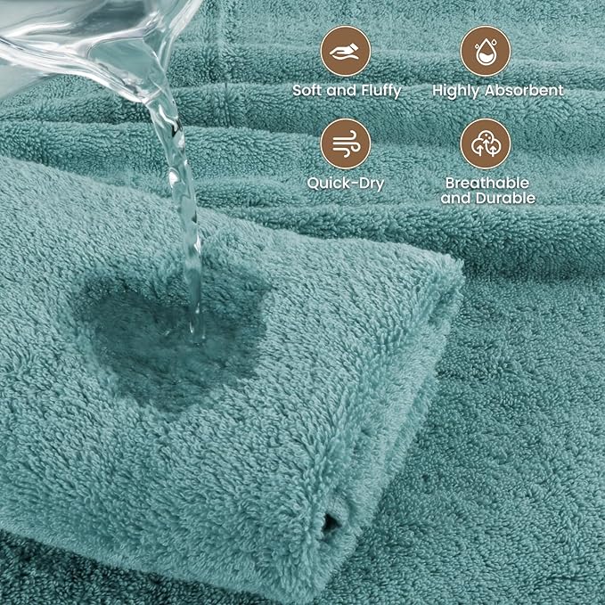 SEMAXE Blue Bath Towel, 100% Cotton Bath Towel - Image 4