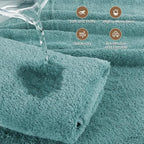 SEMAXE 4 Piece Blue Bath Towel Set - Image 5