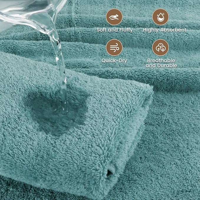 SEMAXE 4 Piece Blue Bath Towel Set - Image 5