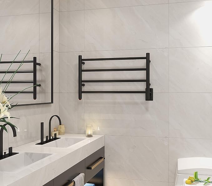 HEATGENE Towel Warmer 4 Bar Towel Dryer Wall-Mounted Plug-in Bath Towel Heater - Image 2
