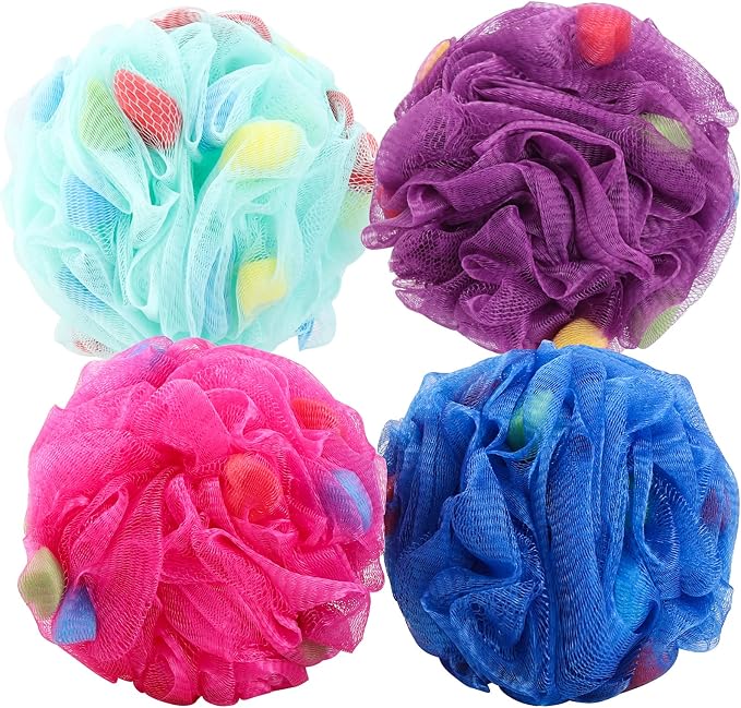 BTYMS Premium Mesh Poufs Bath Sponges Shower Loofahs Exfoliating Shower Puff by BTYMS