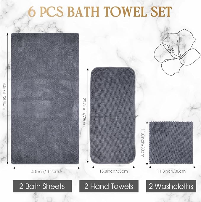 Peryiter Oversized Bath Towels Set of 6 - Image 2
