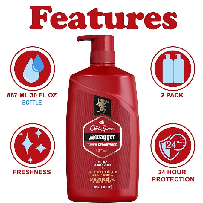 Old Spice Swagger Body Wash, 2 Pack, Extra Large Man Sized Shower Gel - Image 2