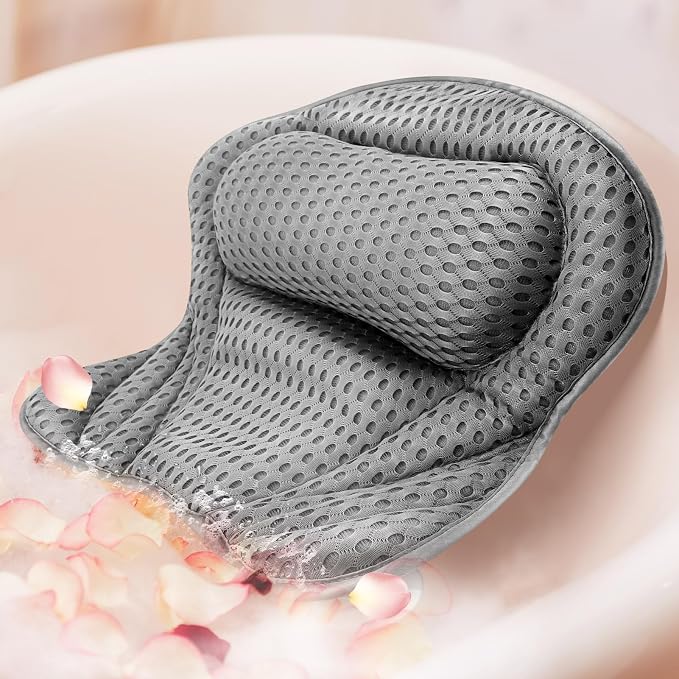 Bath Pillow for Tub, Ergonomic Pillow for Headrest, Shoulder and Back Support by VINGVO