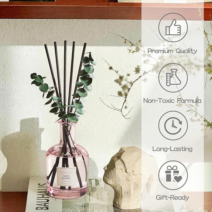 COCORRÍNA White Flower Reed Diffuser – 6.76 oz Essential Oil - Image 6