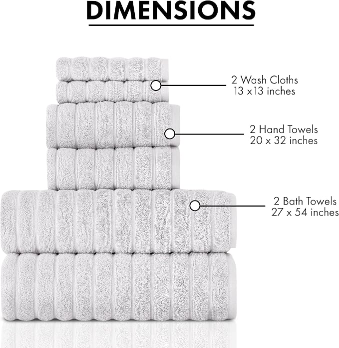 Classic Turkish Towels 6 Piece Heavy Duty Fast Drying Bath Sets Made - Image 5