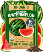 HOME GROWN Organic Crimson Sweet Watermelon Seeds 15+ Heirloom Non-GMO by HOMEGROWN